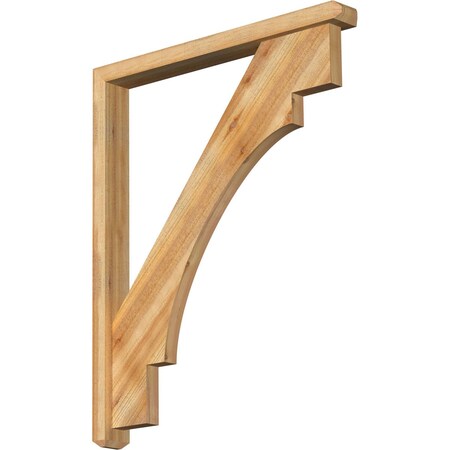 Ekena Millwork Merced Craftsman Rough Sawn Bracket w/ Offset Brace, Western Red Cedar, 4"W x 36"D x 44"H BKT0402X36X44MRC04RWR